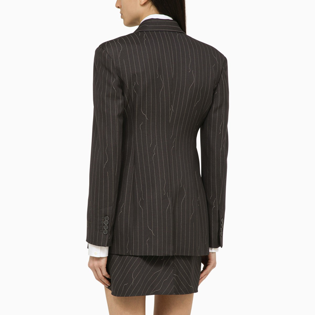 Off White Off-White™ Grey single-breasted pinstripe jacket in wool blend Off White