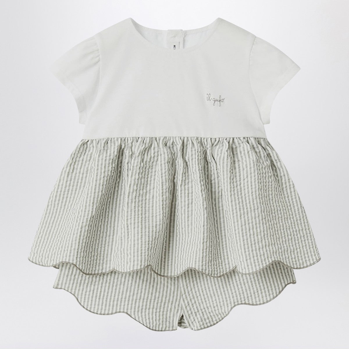 Il Gufo Granite-coloured outfit in jersey and seersucker Il Gufo