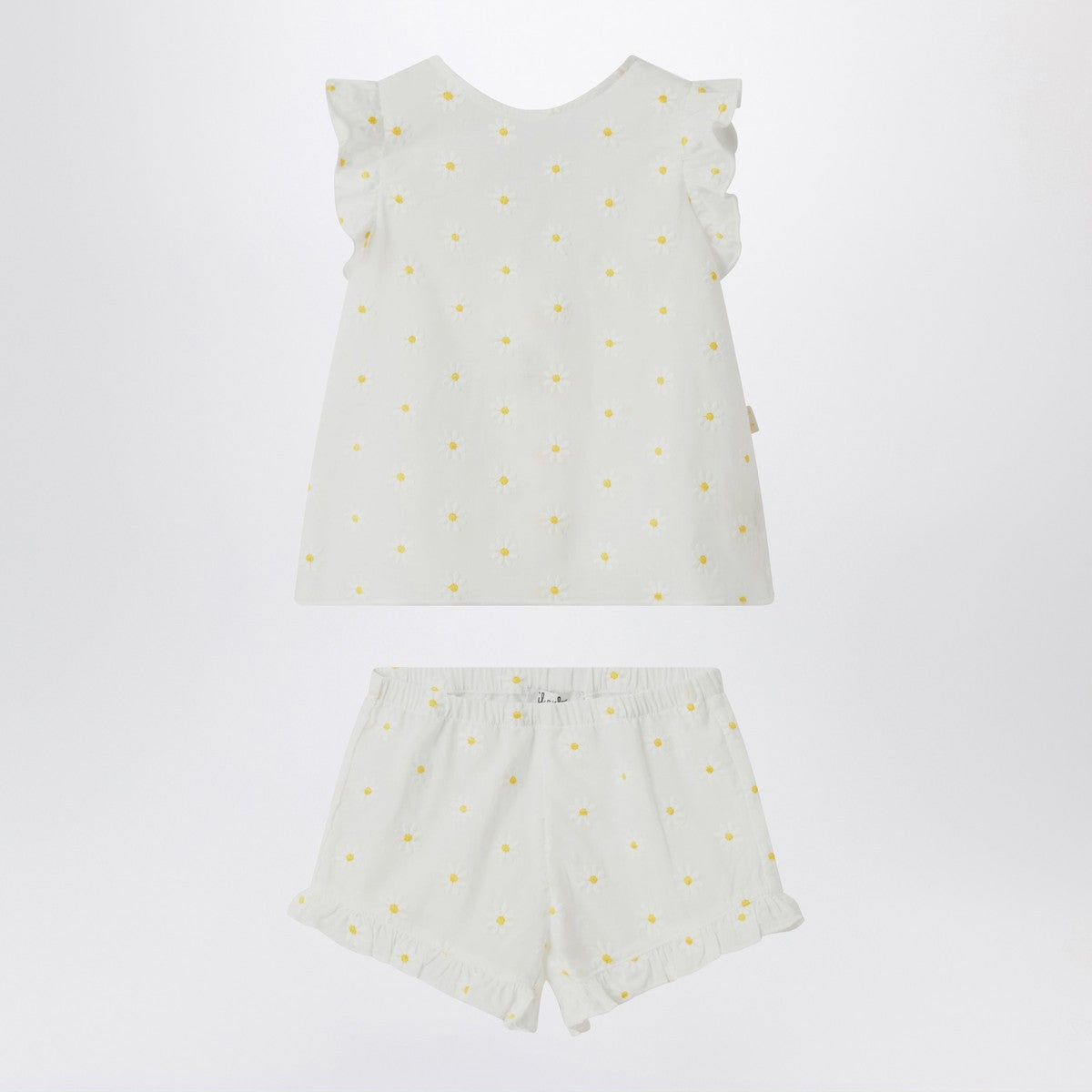 Il Gufo Two-piece white set with floral embroidery Il Gufo