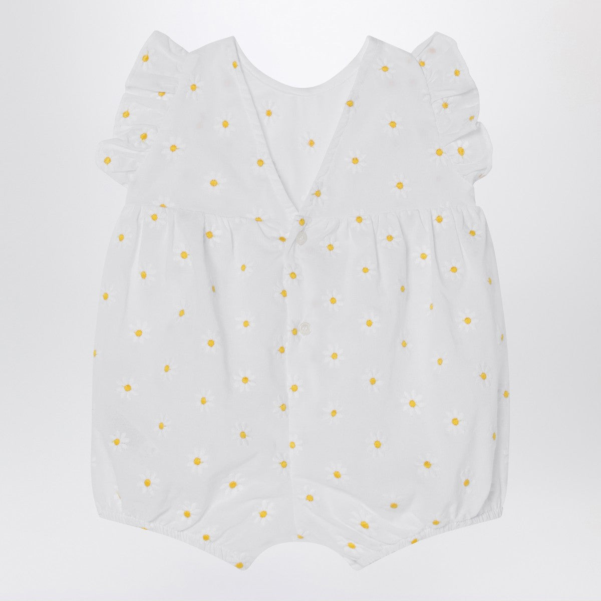 Il Gufo White romper with floral embroidery Il Gufo