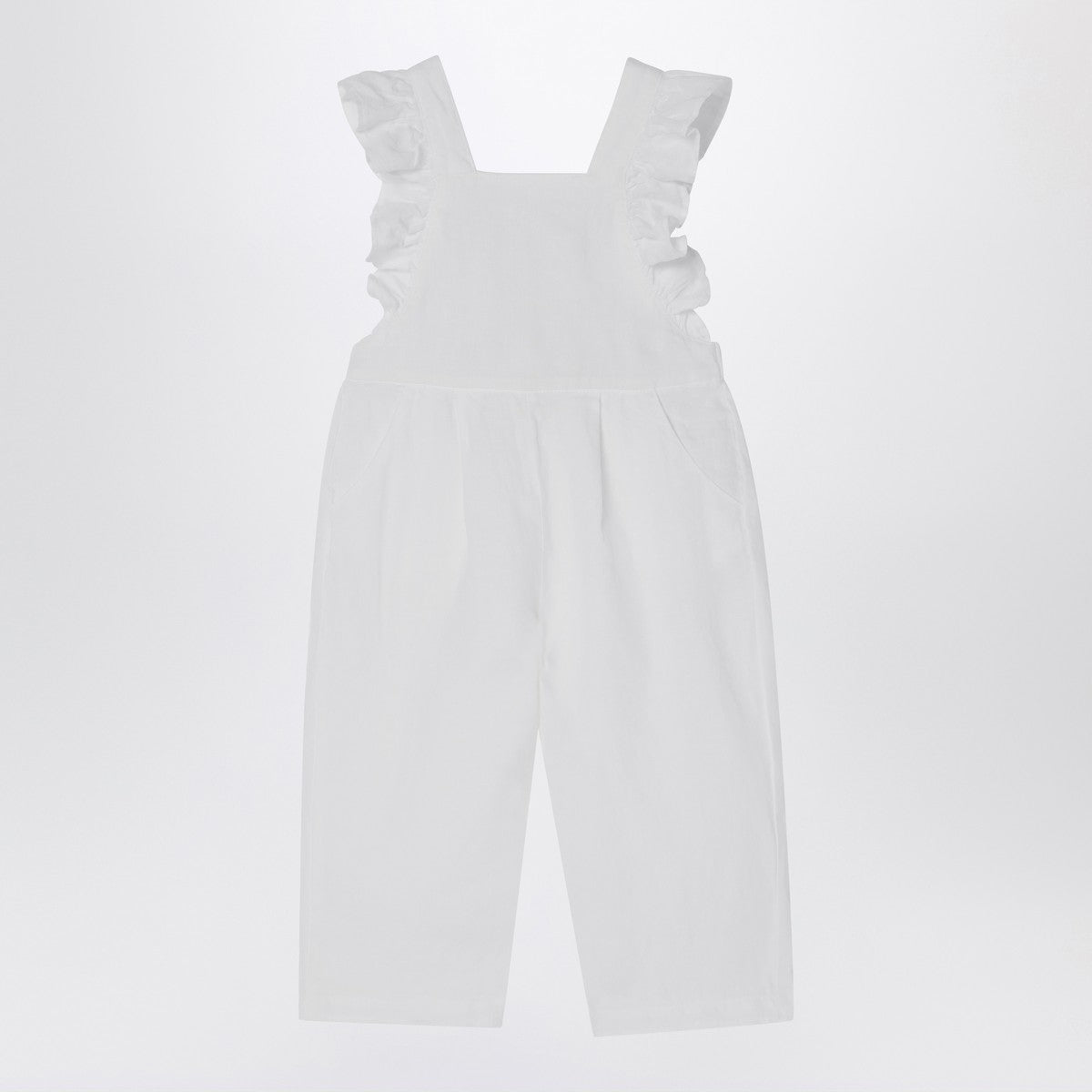 Il Gufo White linen overall with ruffles Il Gufo