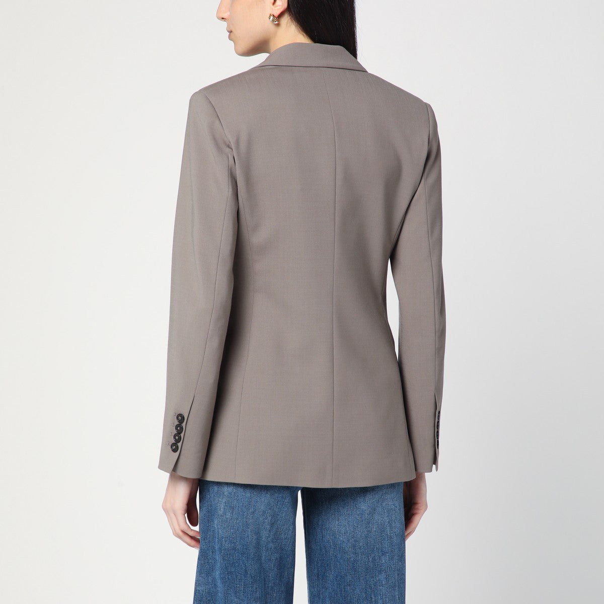 Erika Cavallini Single-breasted jacket in taupe colour Erika Cavallini