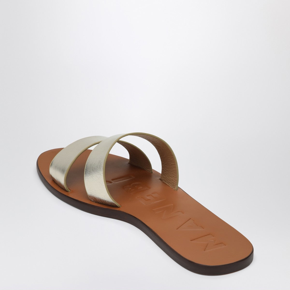 Manebí Platinum colored strap sandals in leather Manebí