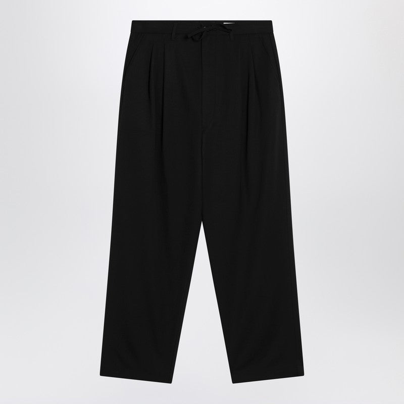 LEMAIRE Black drawstring pants in wool blend Lemaire