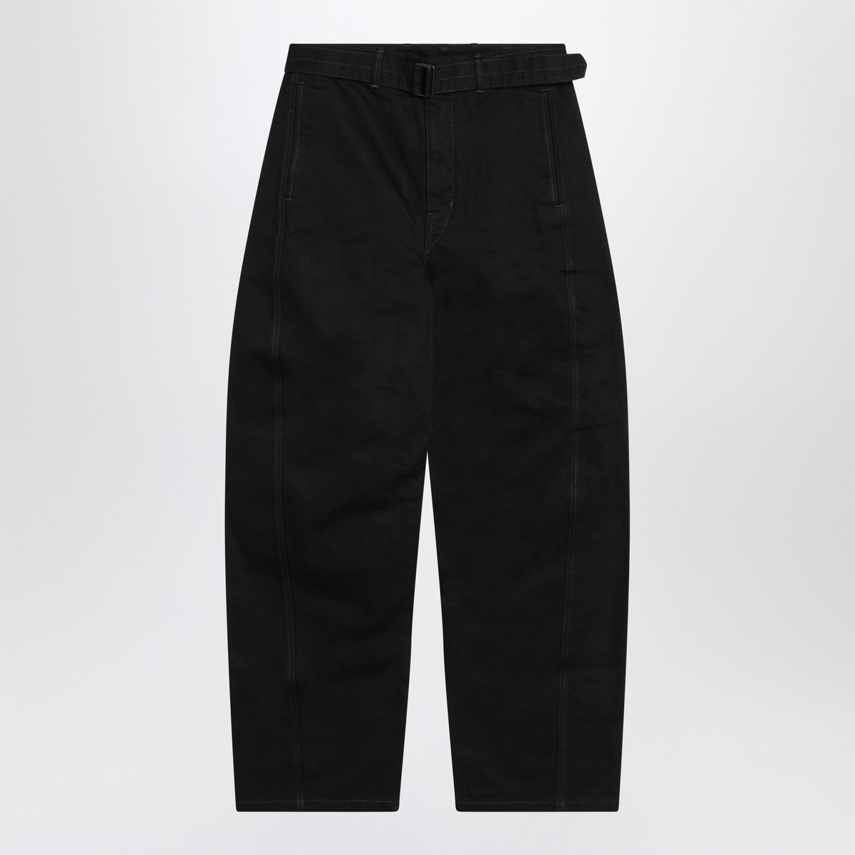 LEMAIRE Black cotton trousers with belt Lemaire