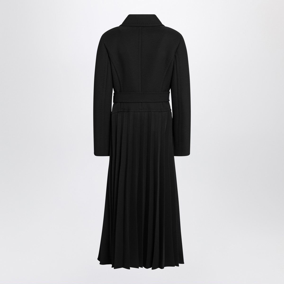 Max Mara Atelier Black pleated redingote coat in technical fabric Max Mara Atelier