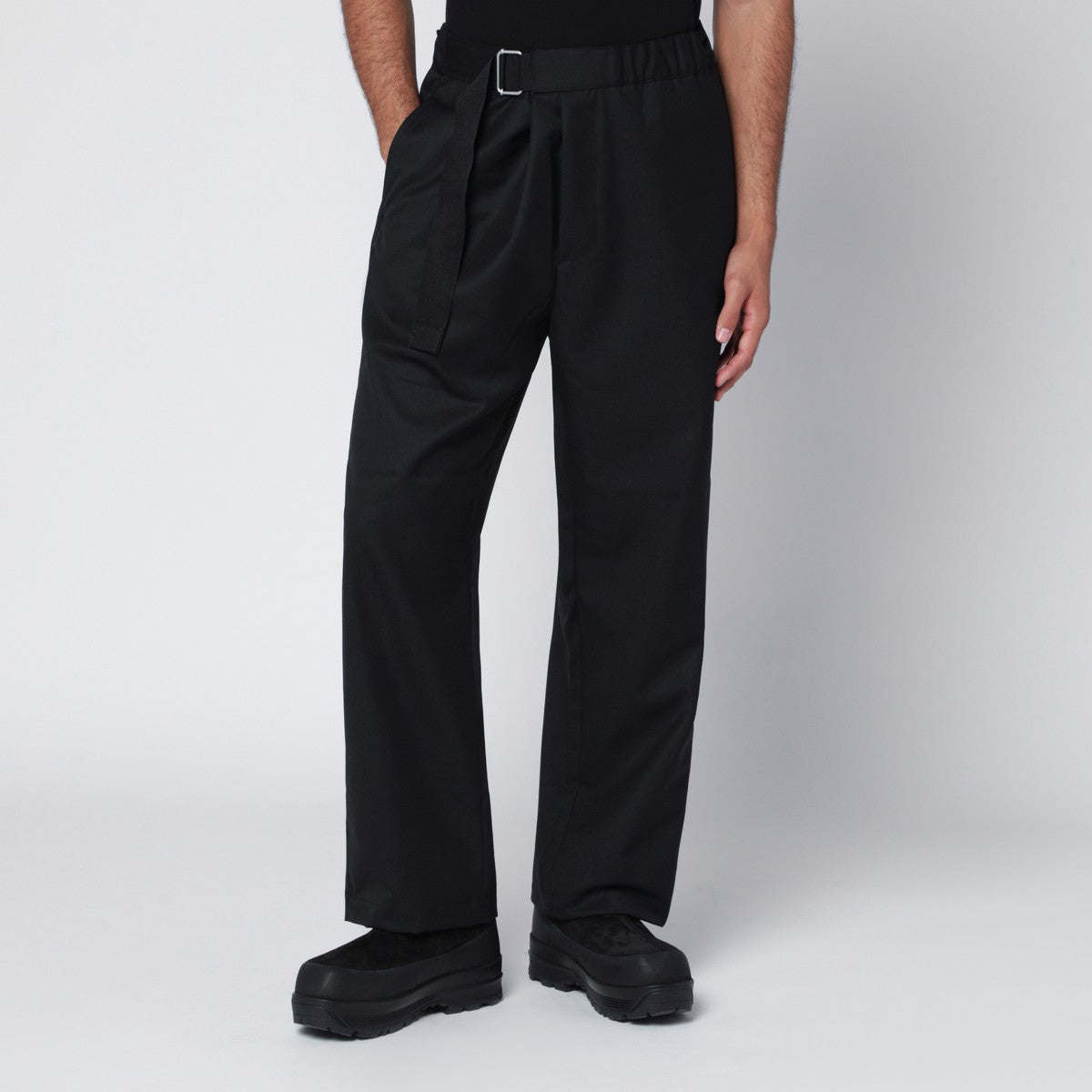 OAMC Black Regs trousers in wool blend Oamc