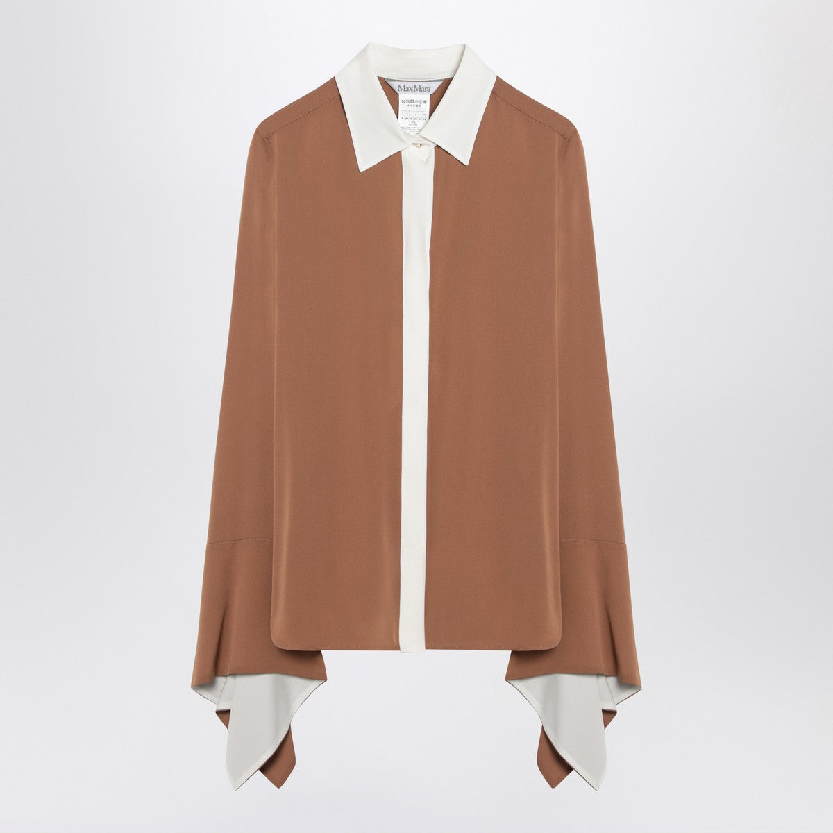Max Mara Camel silk colour-block shirt Max Mara