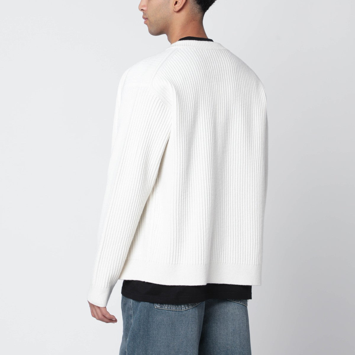 Maison Kitsuné Ecru cardigan with logo patch Maison Kitsuné