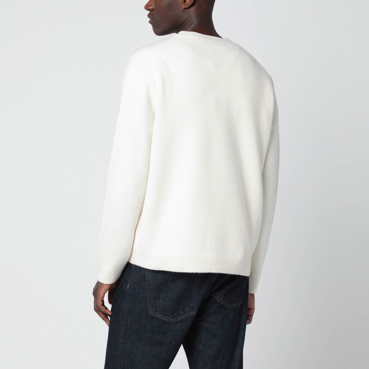 Maison Kitsuné Ecru wool cardigan with Fox Head intarsia Maison Kitsuné