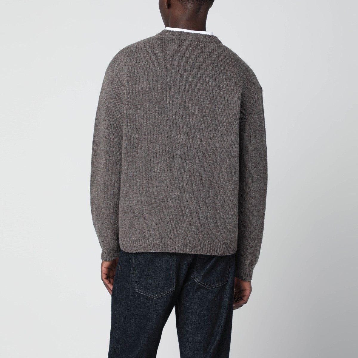 Maison Kitsuné Grey mélange sweater with Dressed Fox intarsia Maison Kitsuné