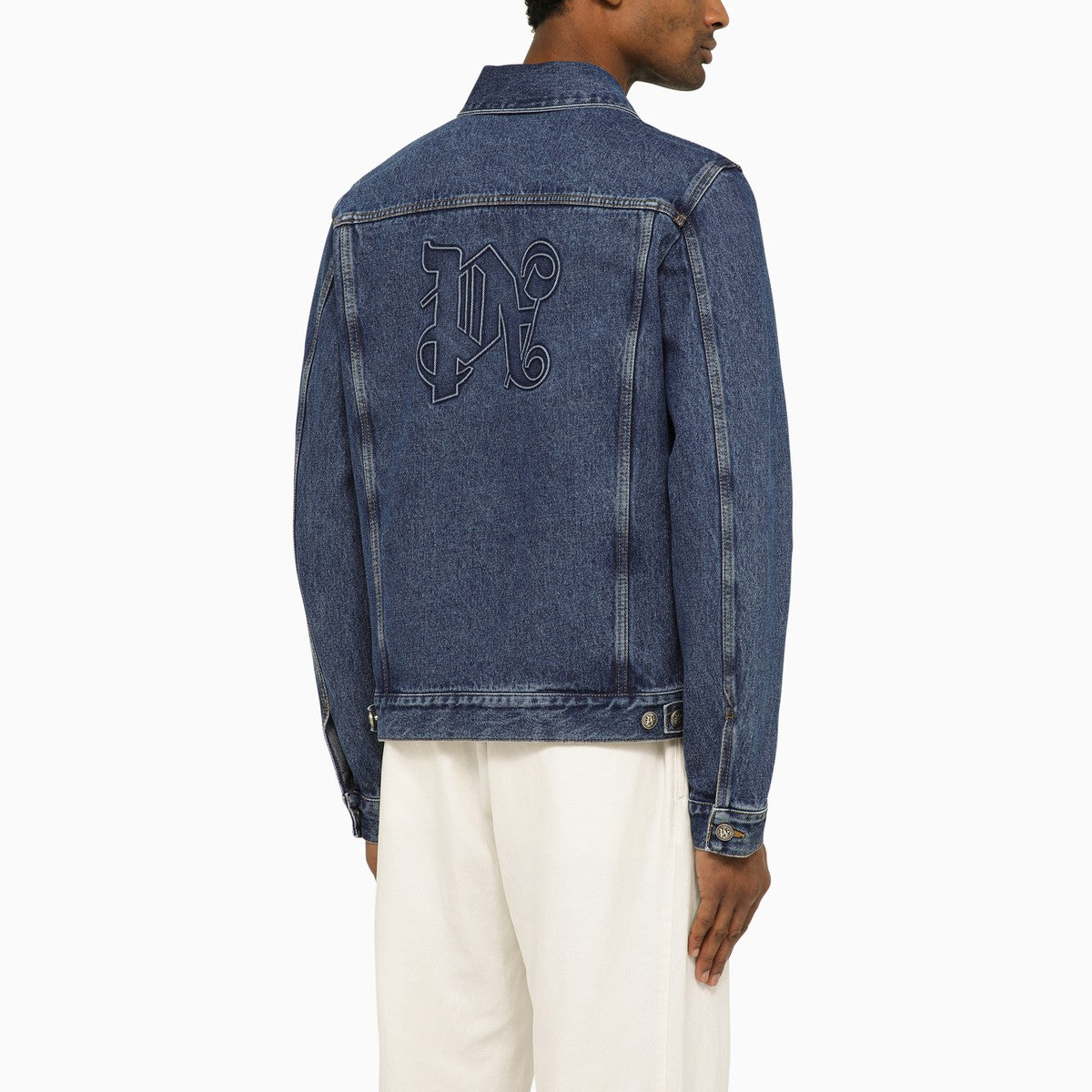 Palm Angels Blue denim jacket with Monogram Palm Angels
