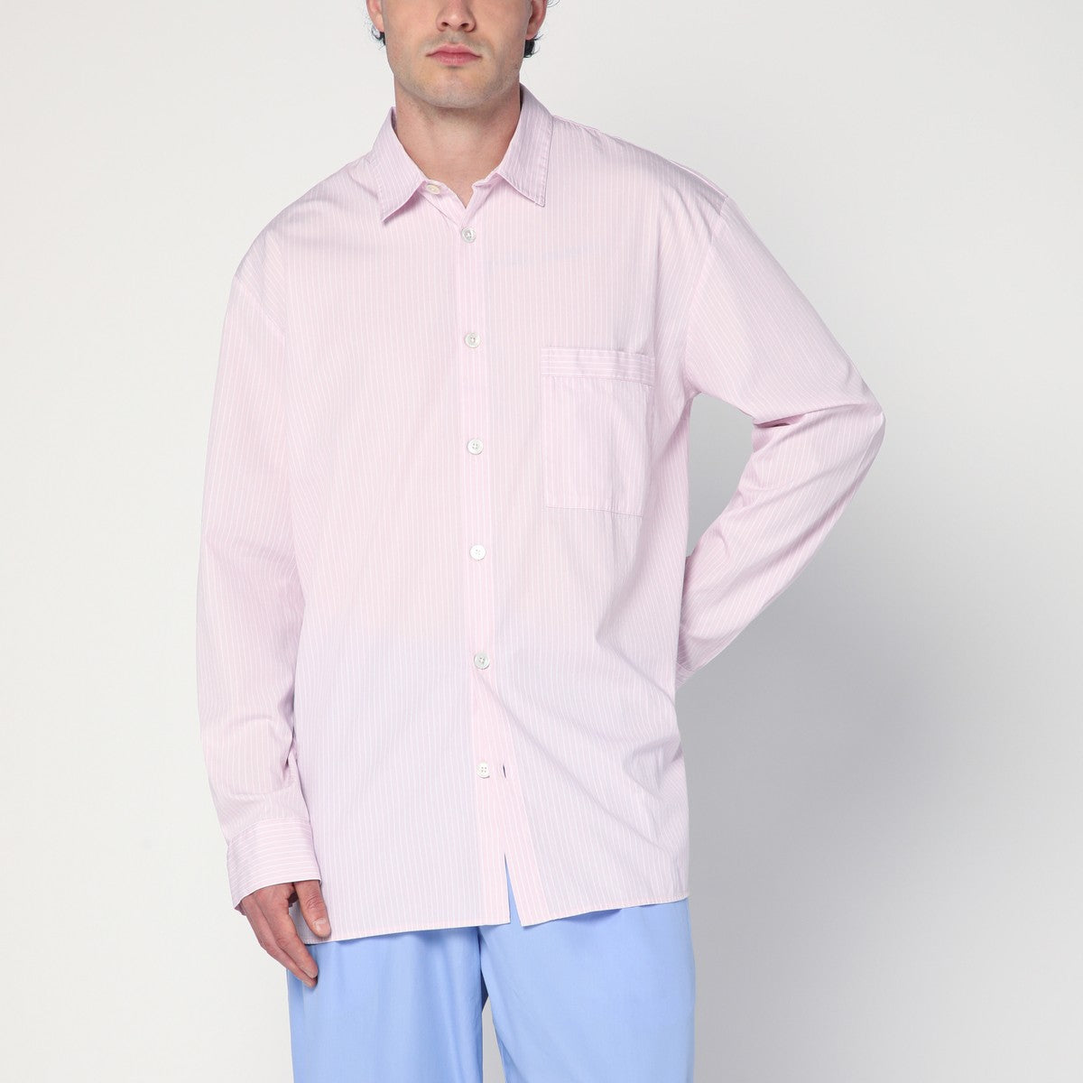 Tekla Pink striped pyjama shirt Tekla