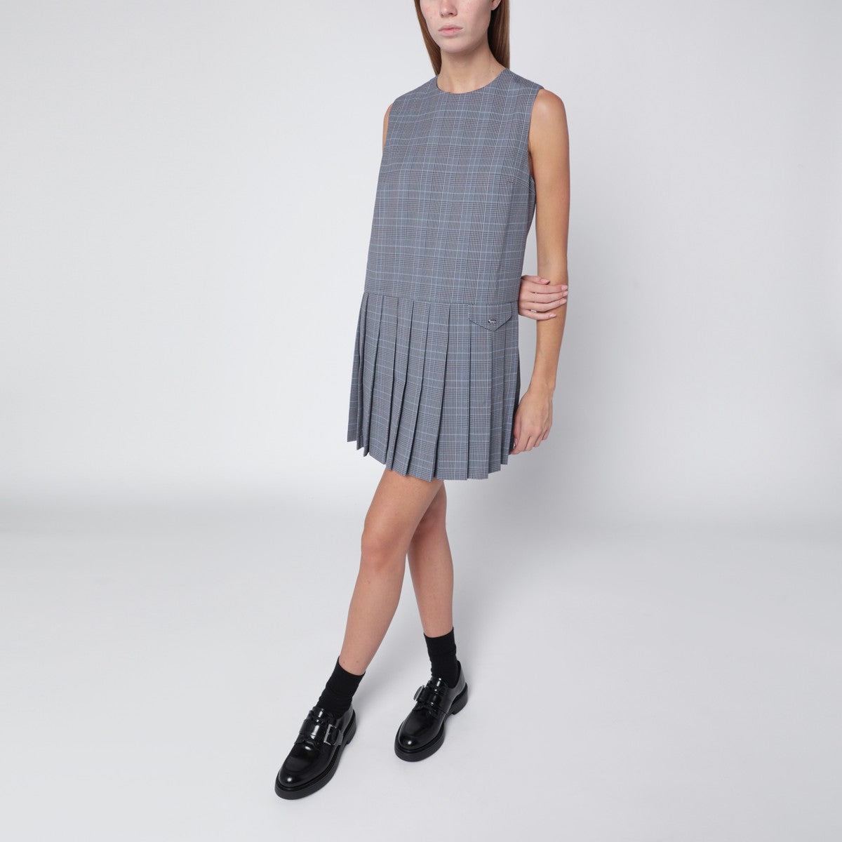 Maison Kitsuné Pleated dress in blue wool blend Maison Kitsuné