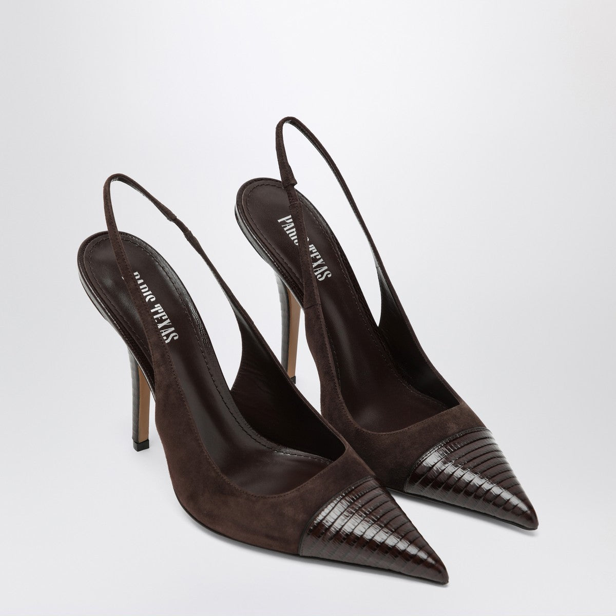 Paris Texas Brown suede and leather slingback Paris Texas