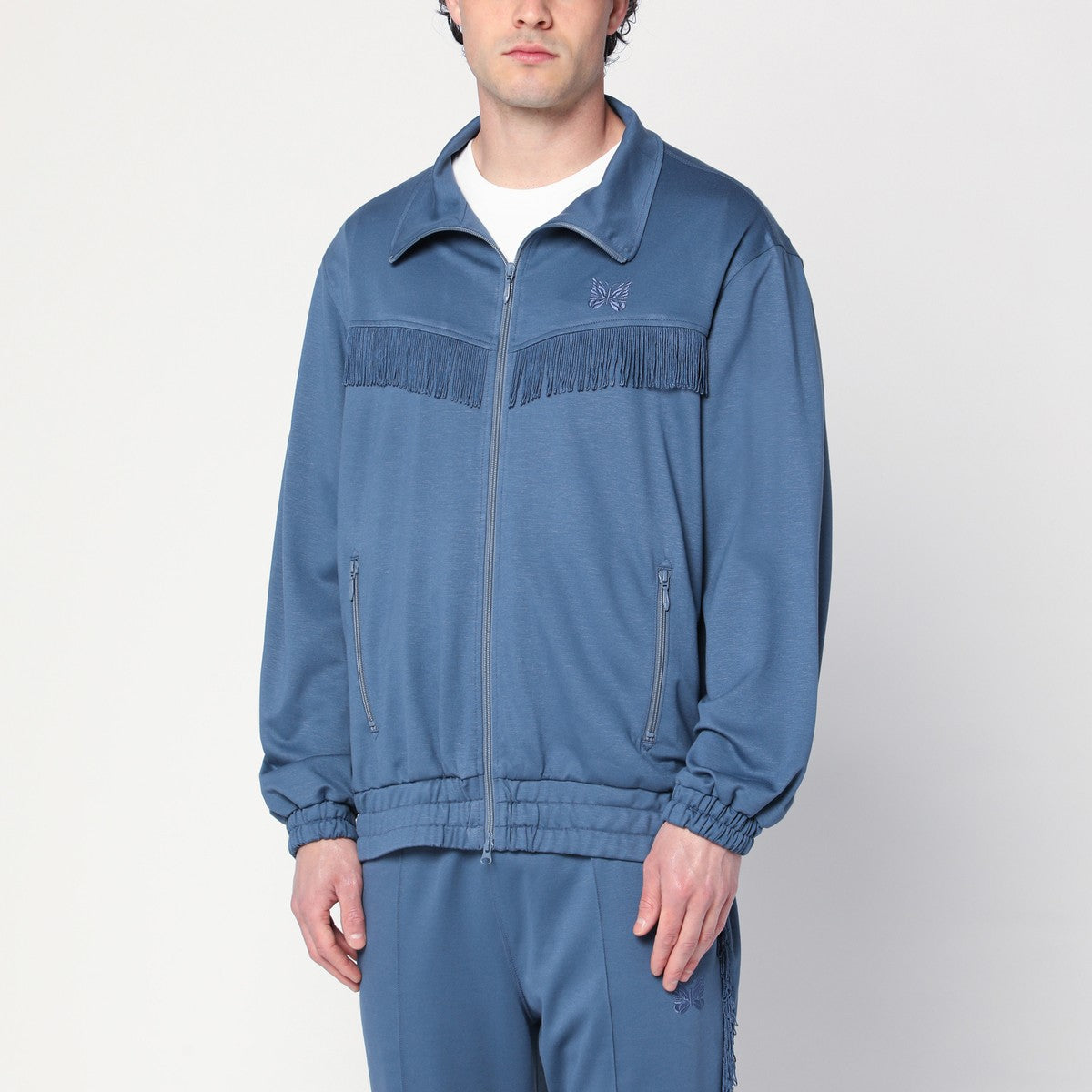 Needles Slate blue sweatshirt with fringes Needles