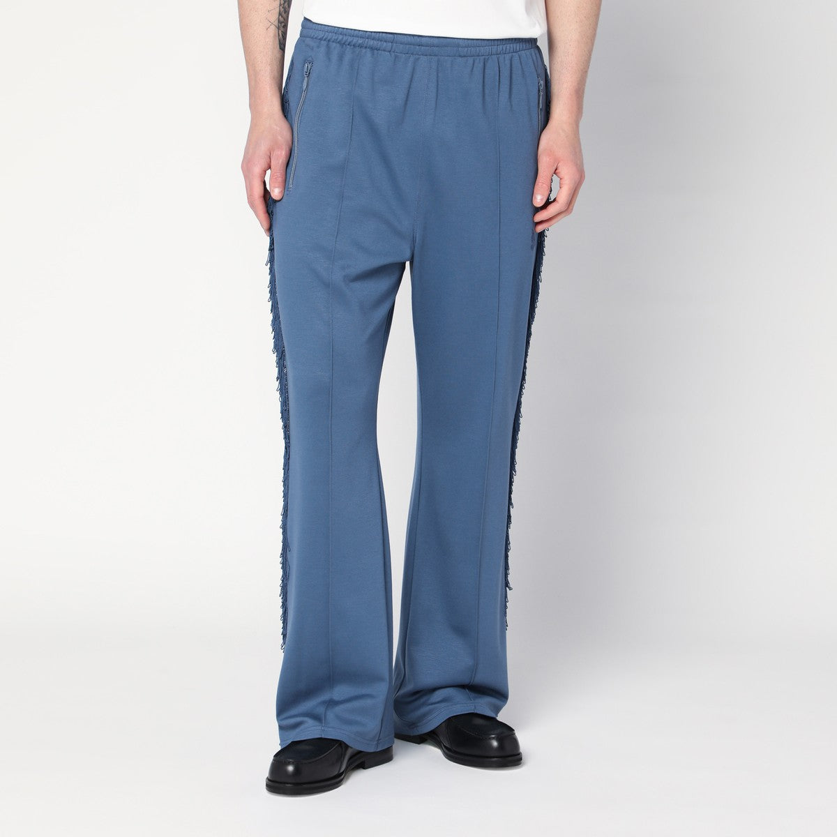 Needles Slate blue jogging pants with fringes Needles