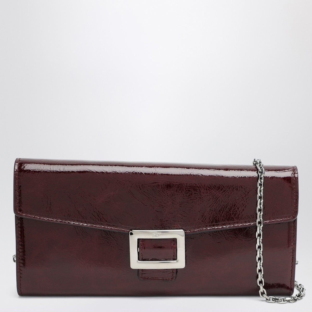 ROGER VIVIER Belle Vivier dark violet patent leather wallet with chain Roger Vivier
