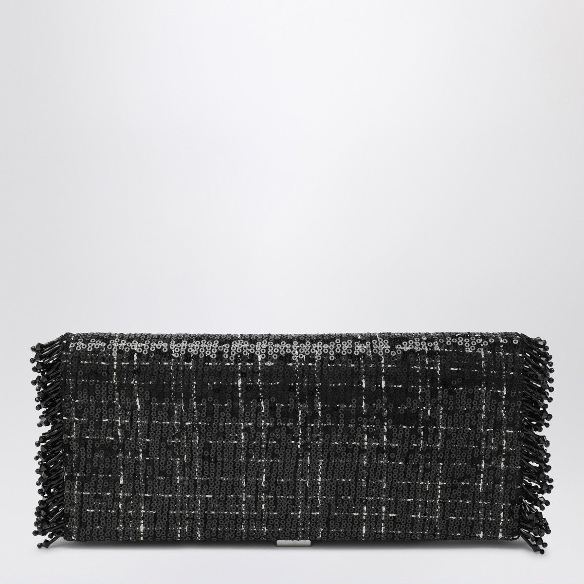 ROGER VIVIER Black Pilgrim clutch bag with micro sequins Roger Vivier