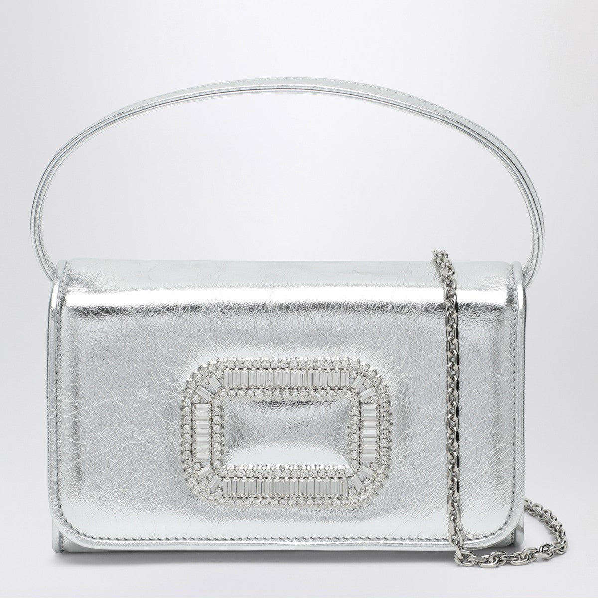 ROGER VIVIER Silver leather Micro Pilgrim bag Roger Vivier