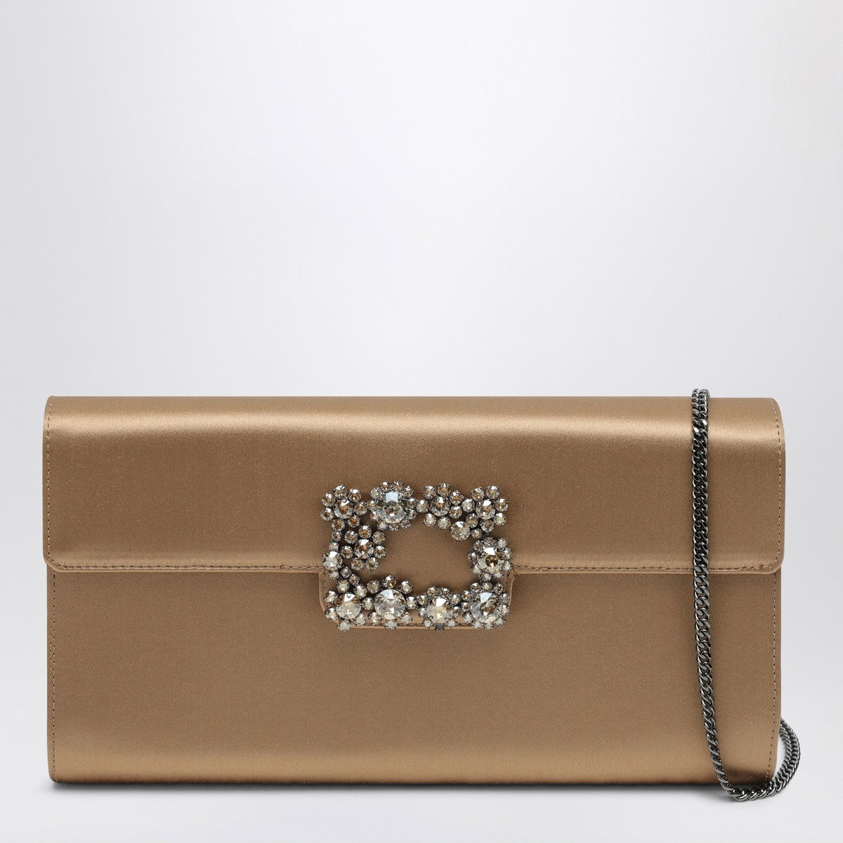 ROGER VIVIER Beige satin Efflorescence clutch bag with buckle Roger Vivier