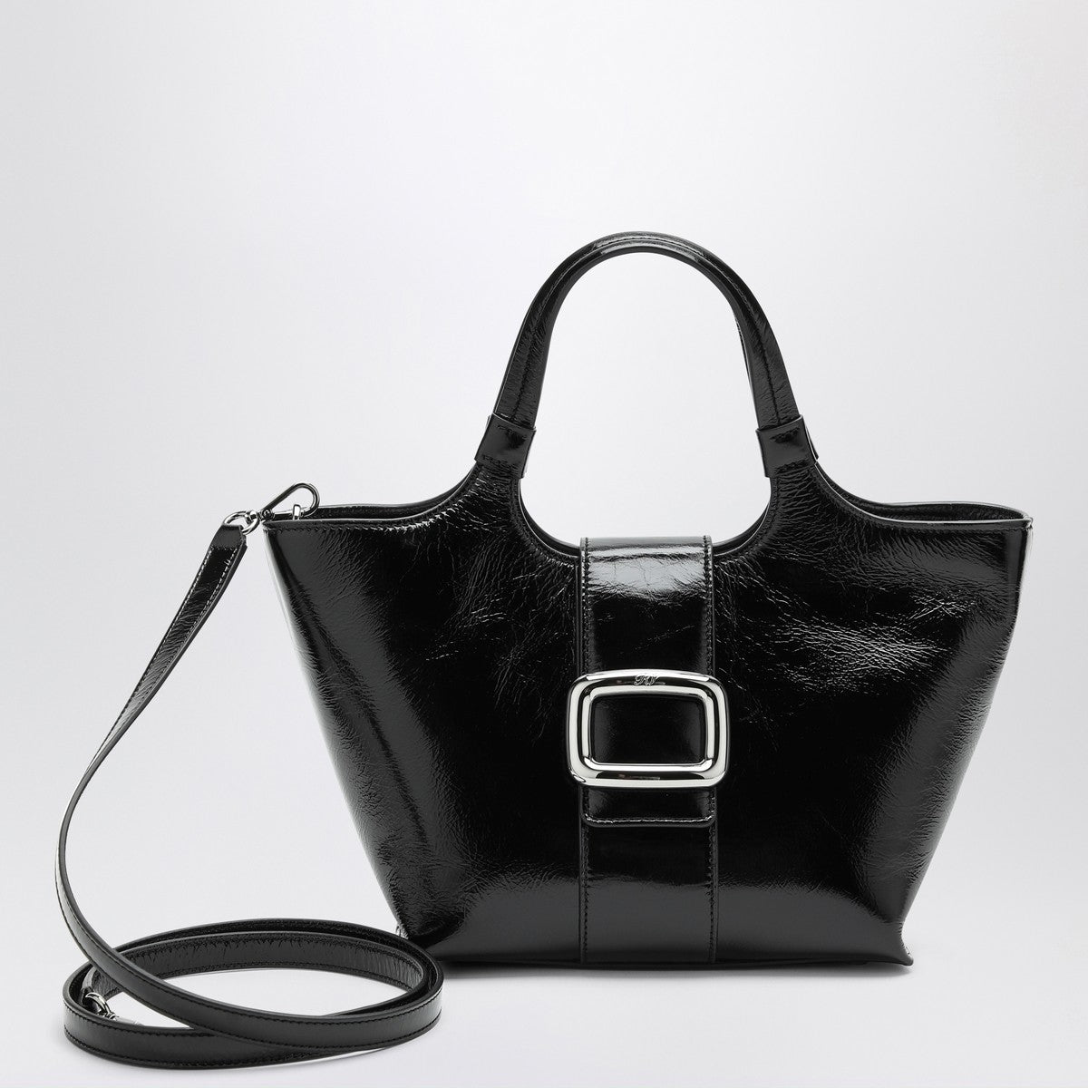 ROGER VIVIER Mini Viv'' Choc black leather shopping bag Roger Vivier