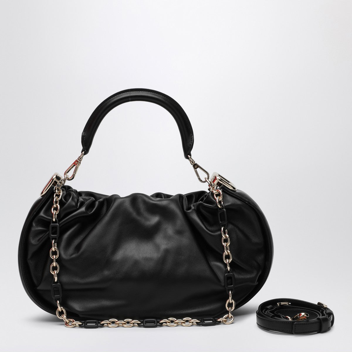 ROGER VIVIER Viv'' Choc Royal black leather hobo bag Roger Vivier