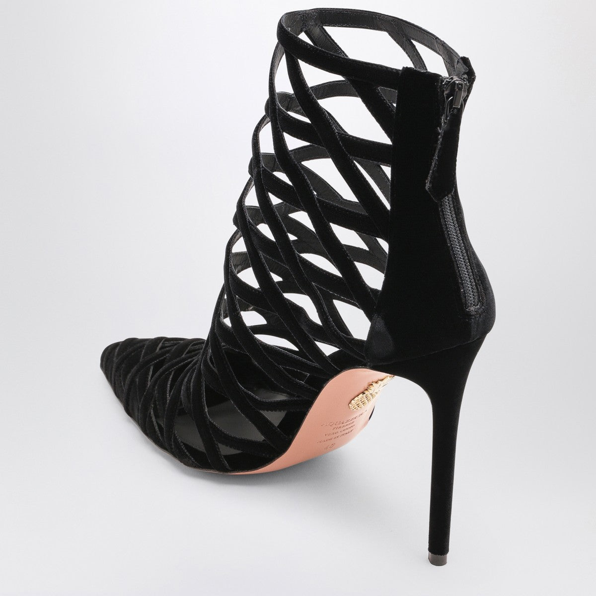 Aquazzura Black perforated décolleté with zip Aquazzura