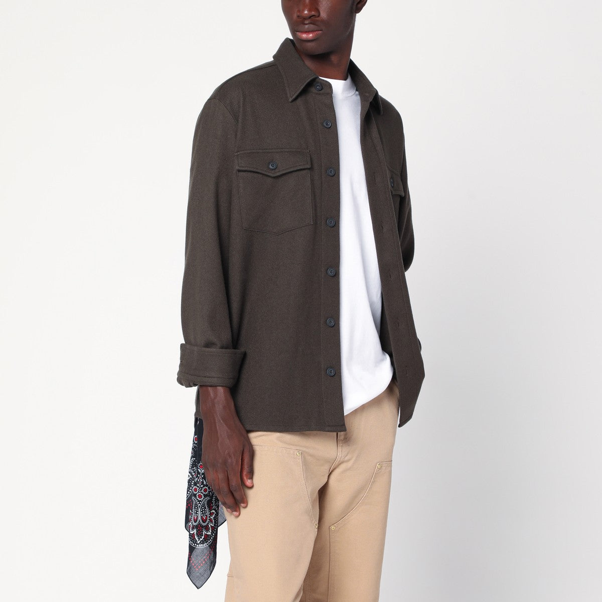 Destin Military green wool shirt Destin