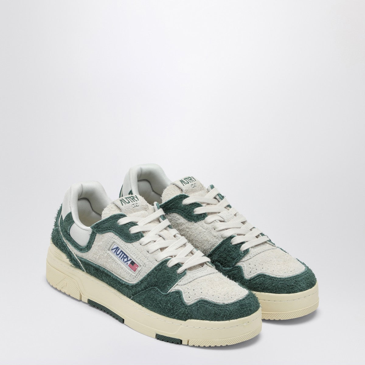 AUTRY White/bottle green suede and mesh CLC sneakers Autry