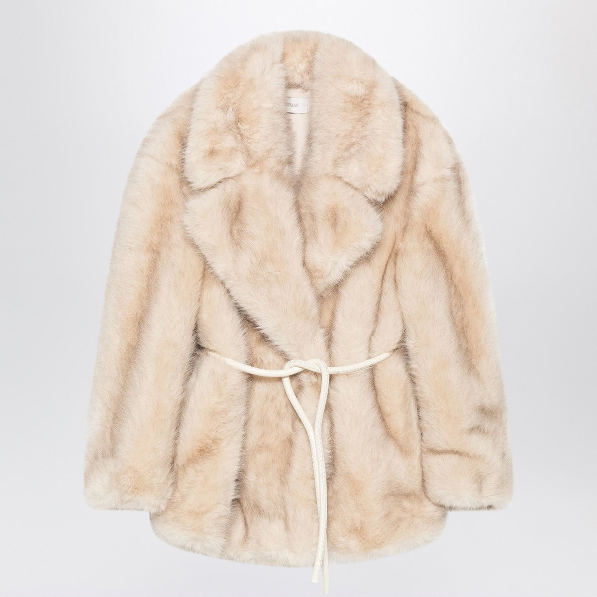 Sportmax Beige faux fur coat with belt Sportmax