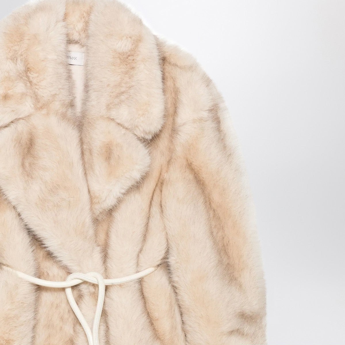 Sportmax Beige faux fur coat with belt Sportmax