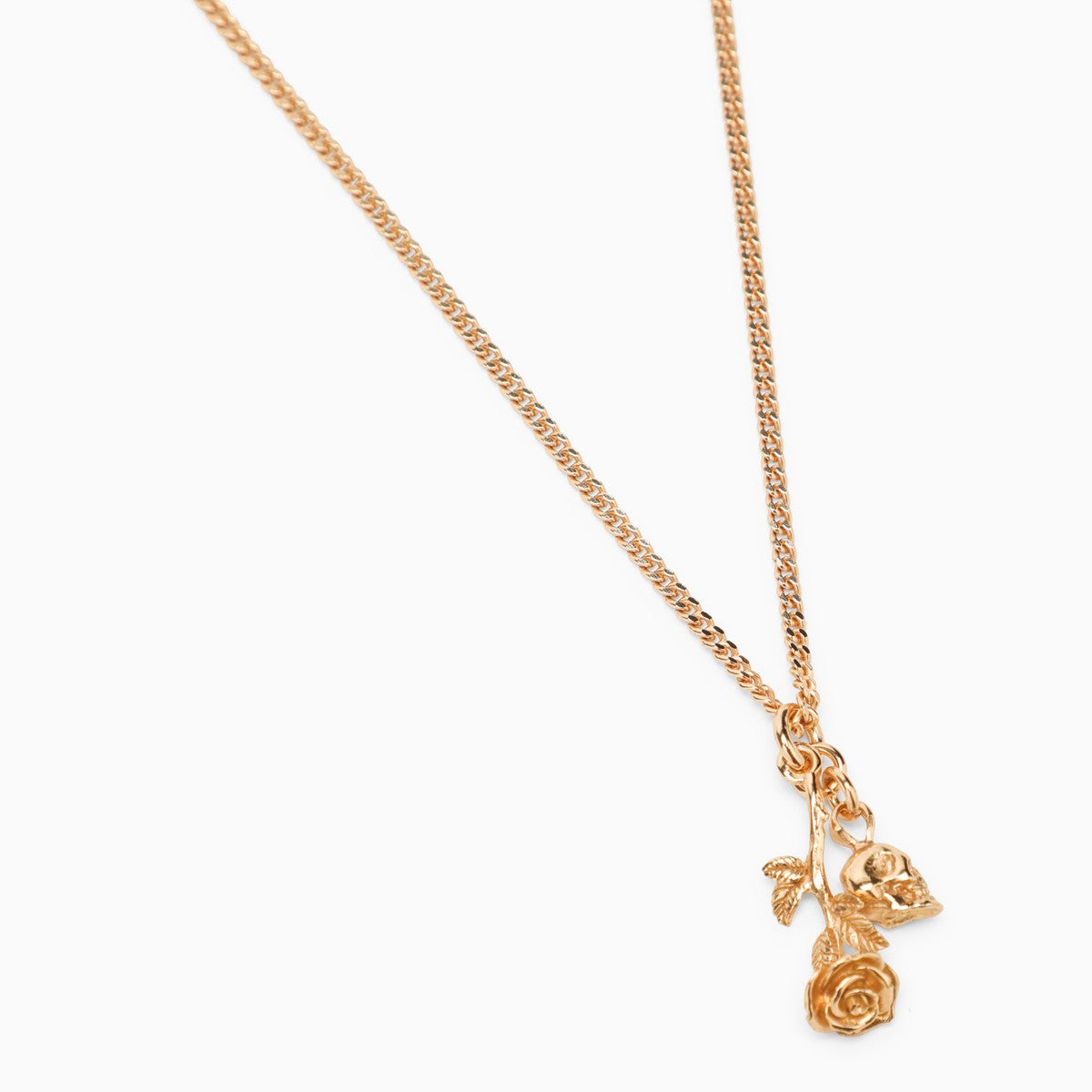 Emanuele Bicocchi Rose and skull necklace in 925 gold-plated silver Emanuele Bicocchi