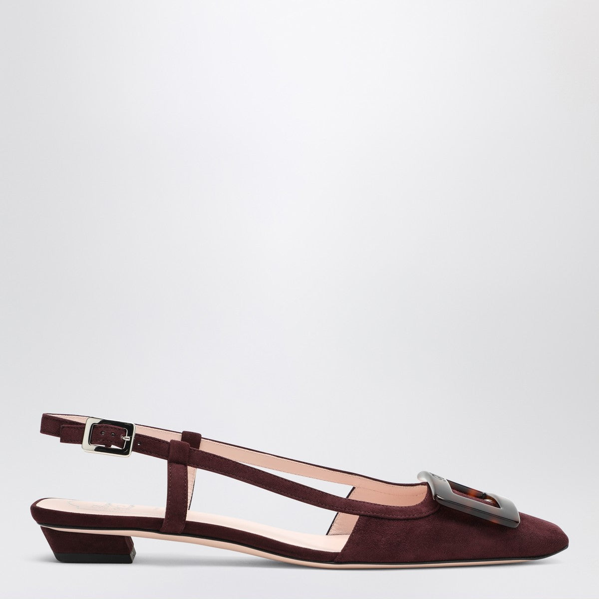 ROGER VIVIER Belle Vivier bordeaux suede slingback flats Roger Vivier