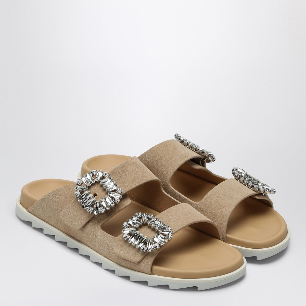 ROGER VIVIER Beige suede Slidy Viv'' mule Roger Vivier