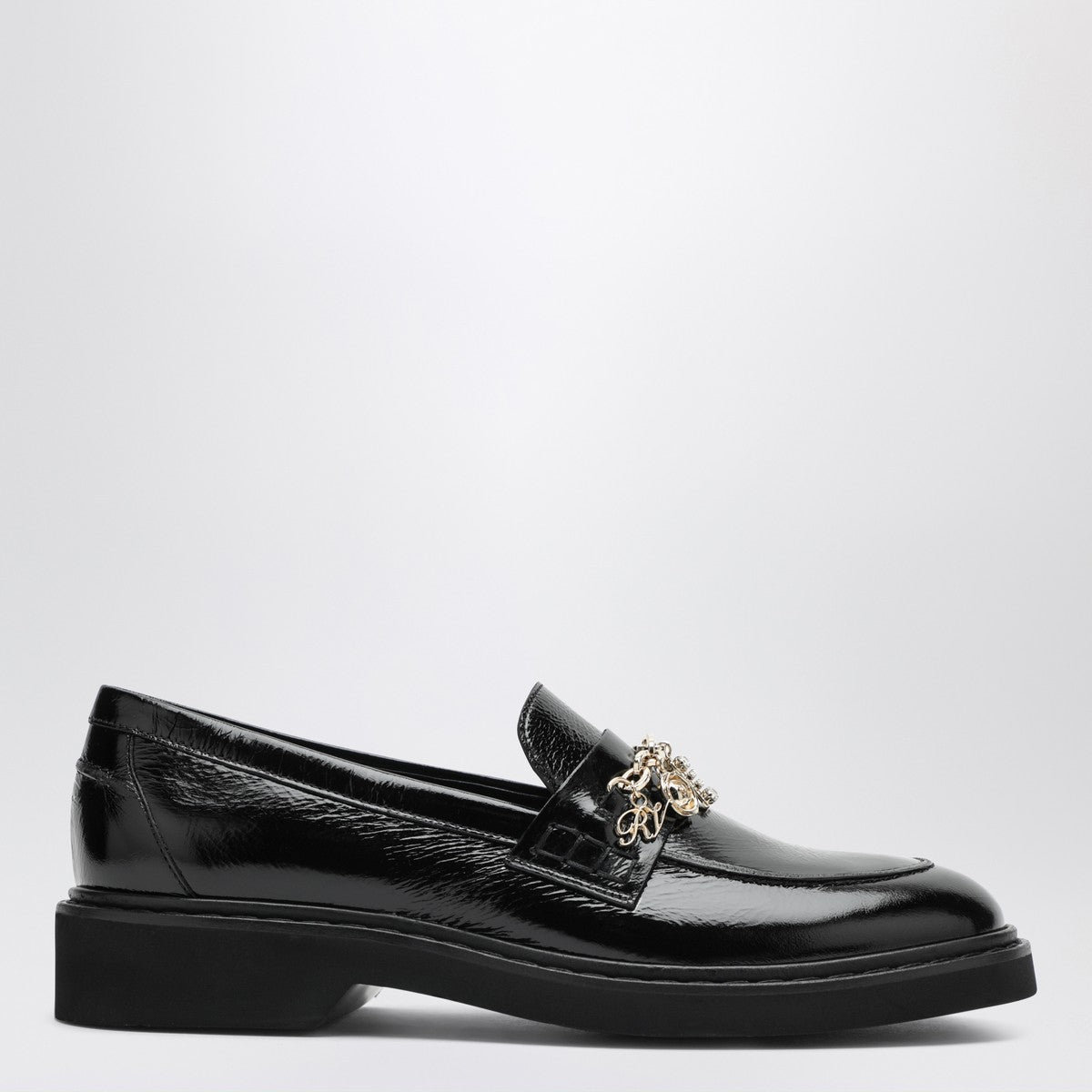 ROGER VIVIER Black patent leather Viv'' Rangers loafer Roger Vivier