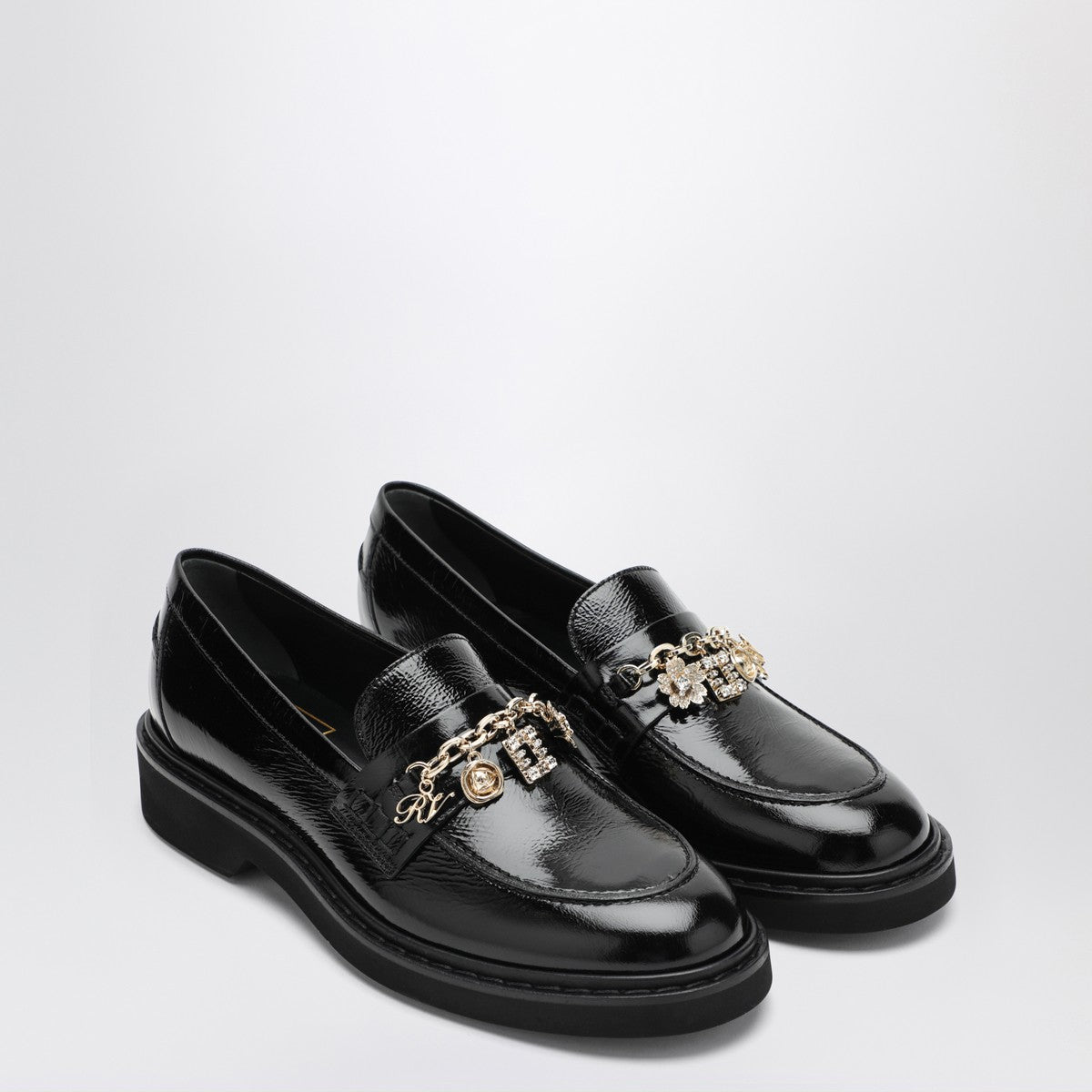 ROGER VIVIER Black patent leather Viv'' Rangers loafer Roger Vivier