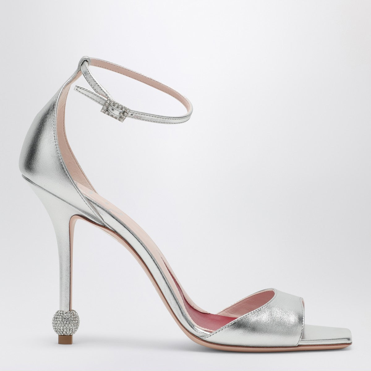 ROGER VIVIER Silver sandal with jewelled heel Roger Vivier