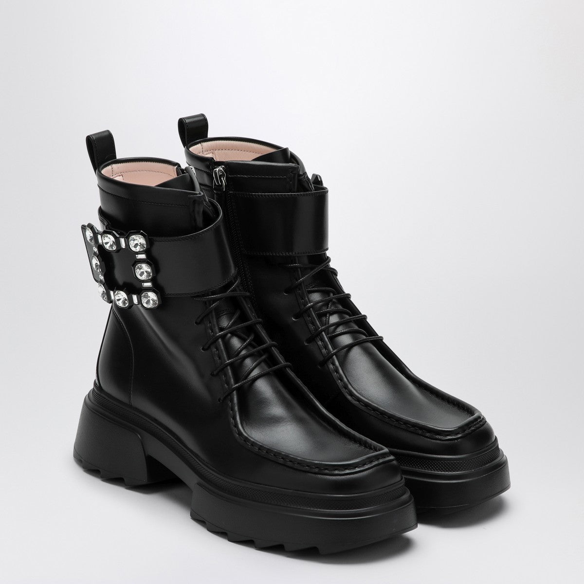 ROGER VIVIER Black leather lace-up boot Roger Vivier