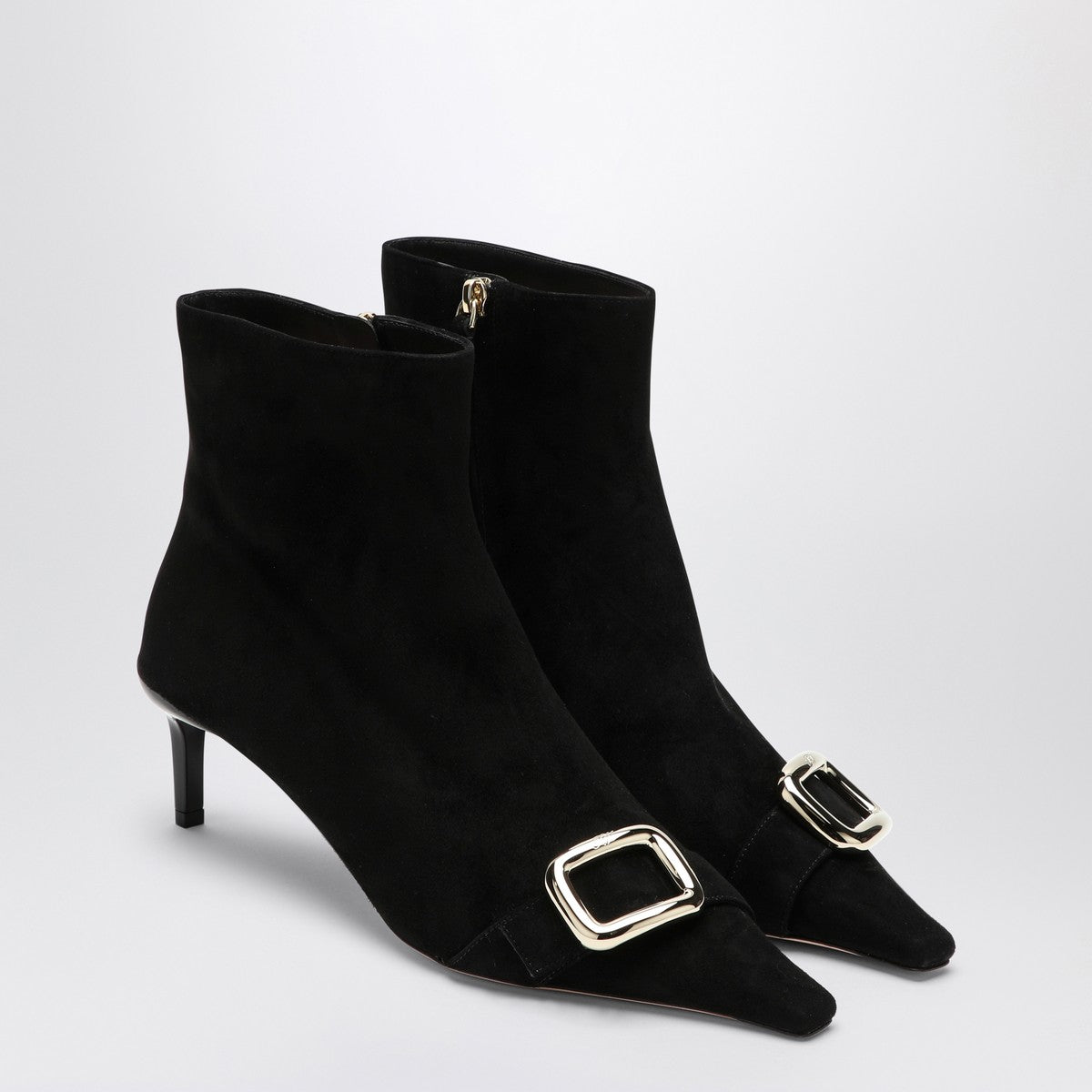 ROGER VIVIER Black Viv Canard suede ankle boots Roger Vivier