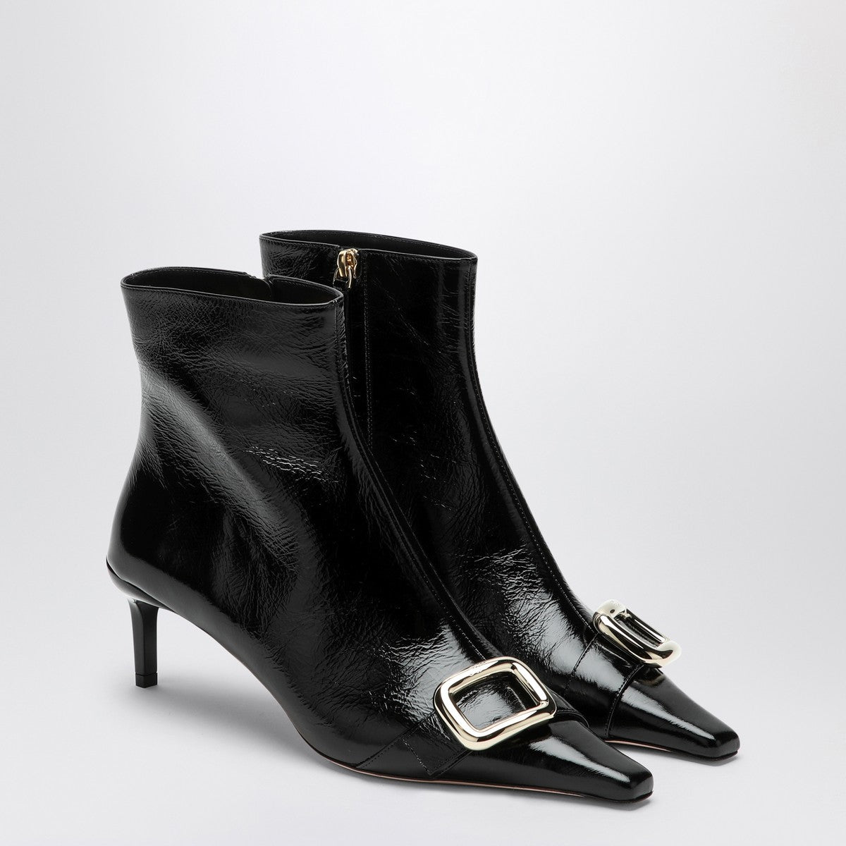 ROGER VIVIER Black Viv Canard leather ankle boots Roger Vivier