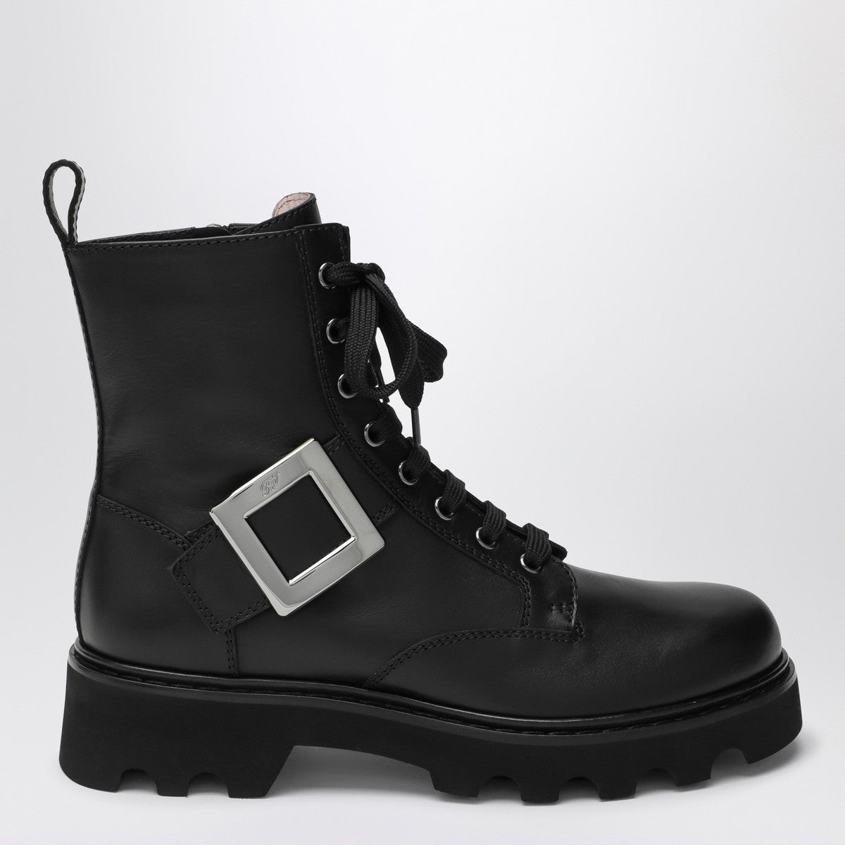 ROGER VIVIER Viv'' Rangers Truck black leather ankle boots Roger Vivier
