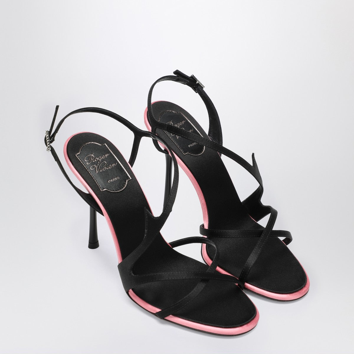 ROGER VIVIER Black satin heeled sandals Roger Vivier