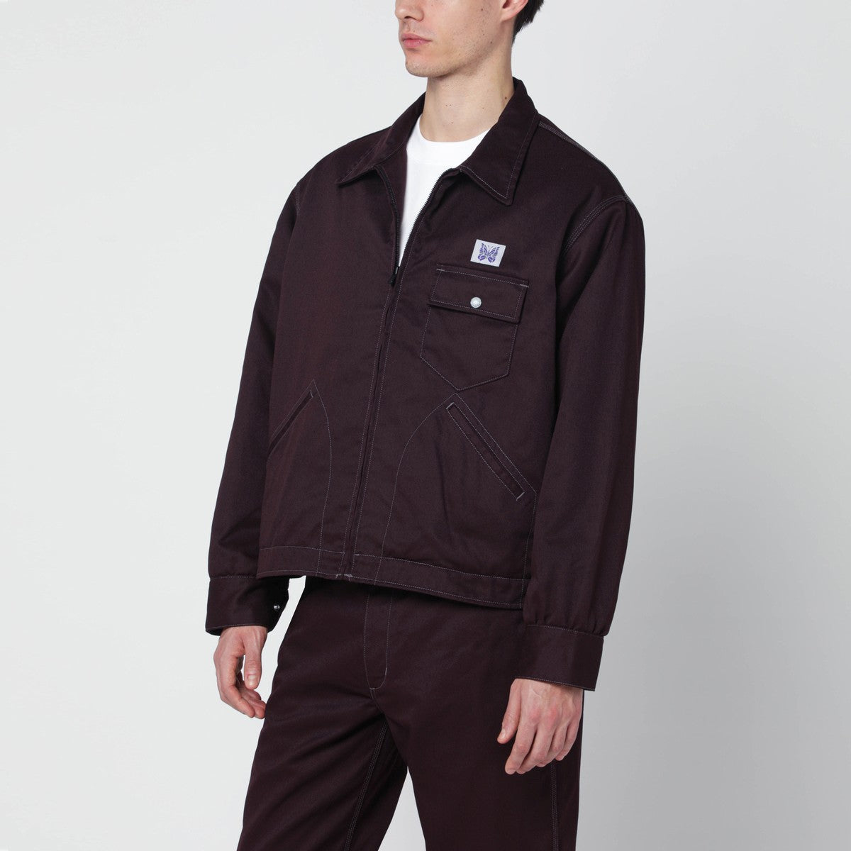 Needles Burgundy zip shirt jacket Needles