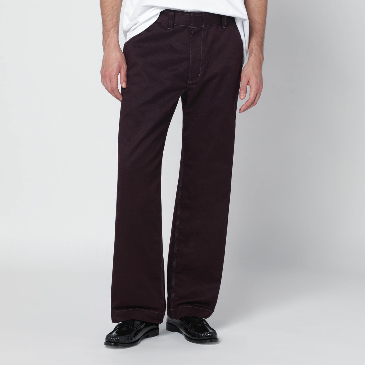 Needles Burgundy cotton-blend trousers Needles