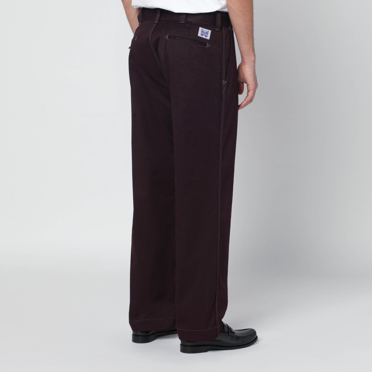 Needles Burgundy cotton-blend trousers Needles