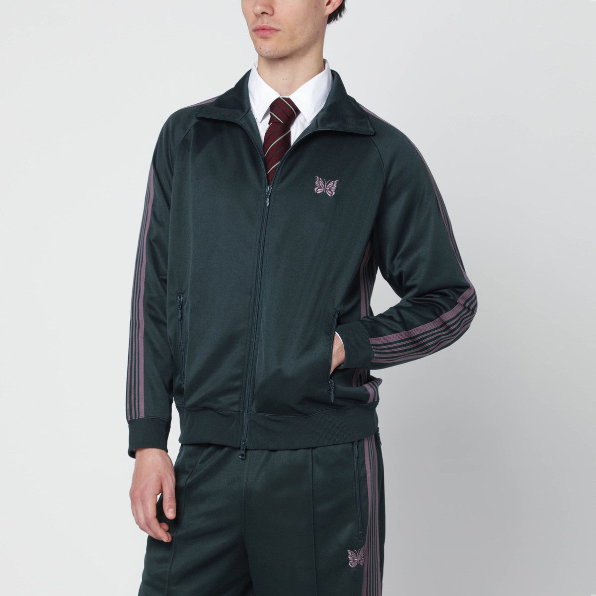 Needles Green/purple zip track jacket Needles