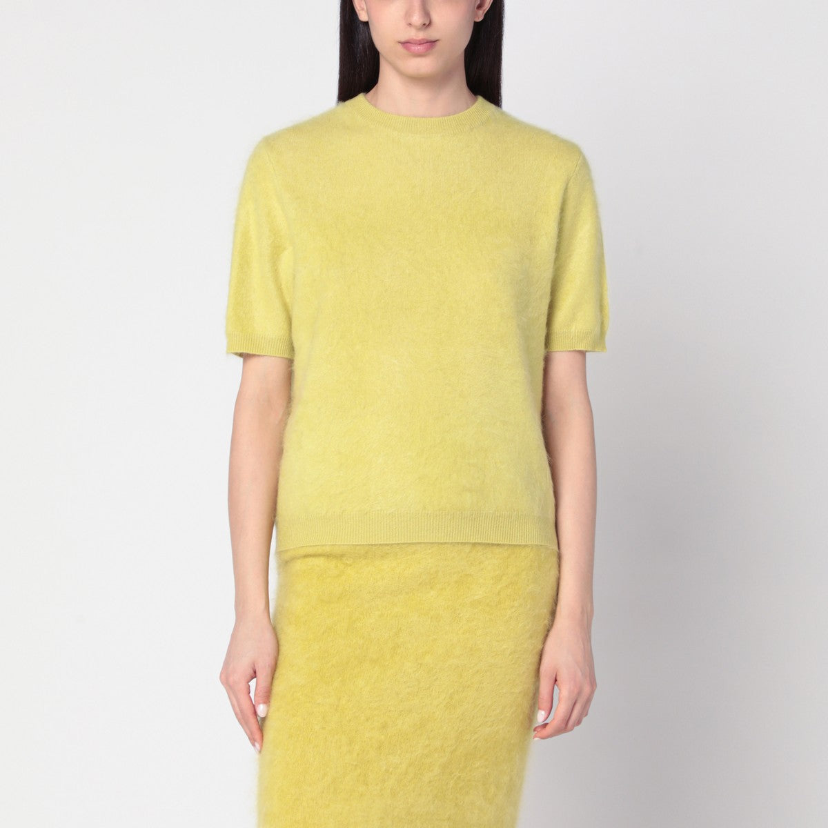Soft Goat Lime-coloured brushed cashmere sweater Soft Goat