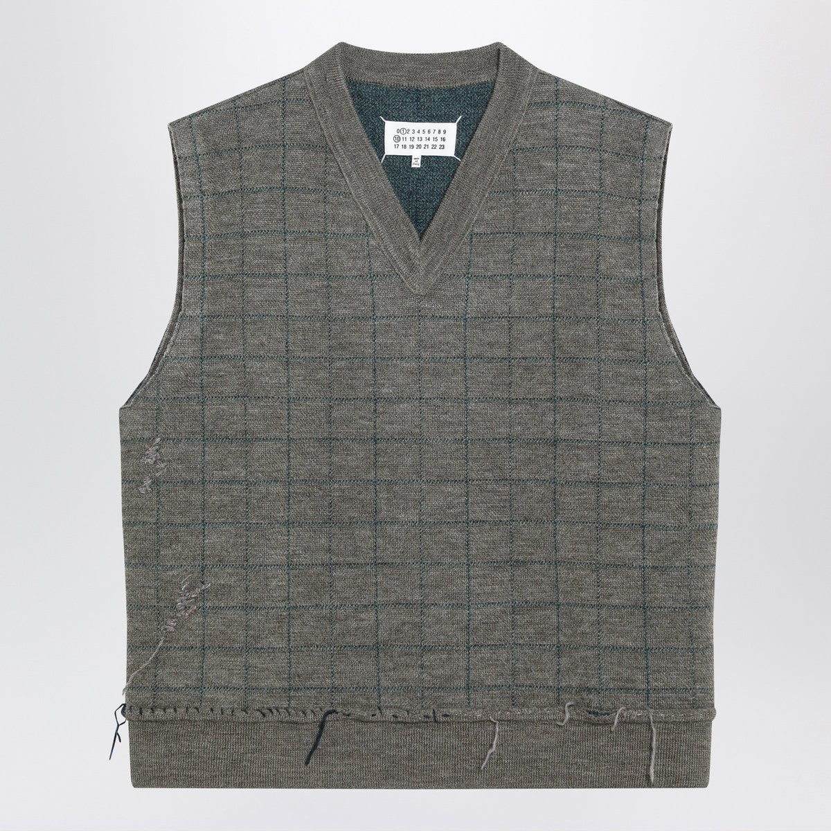 Maison Margiela Military green checked wool gilet Maison Margiela