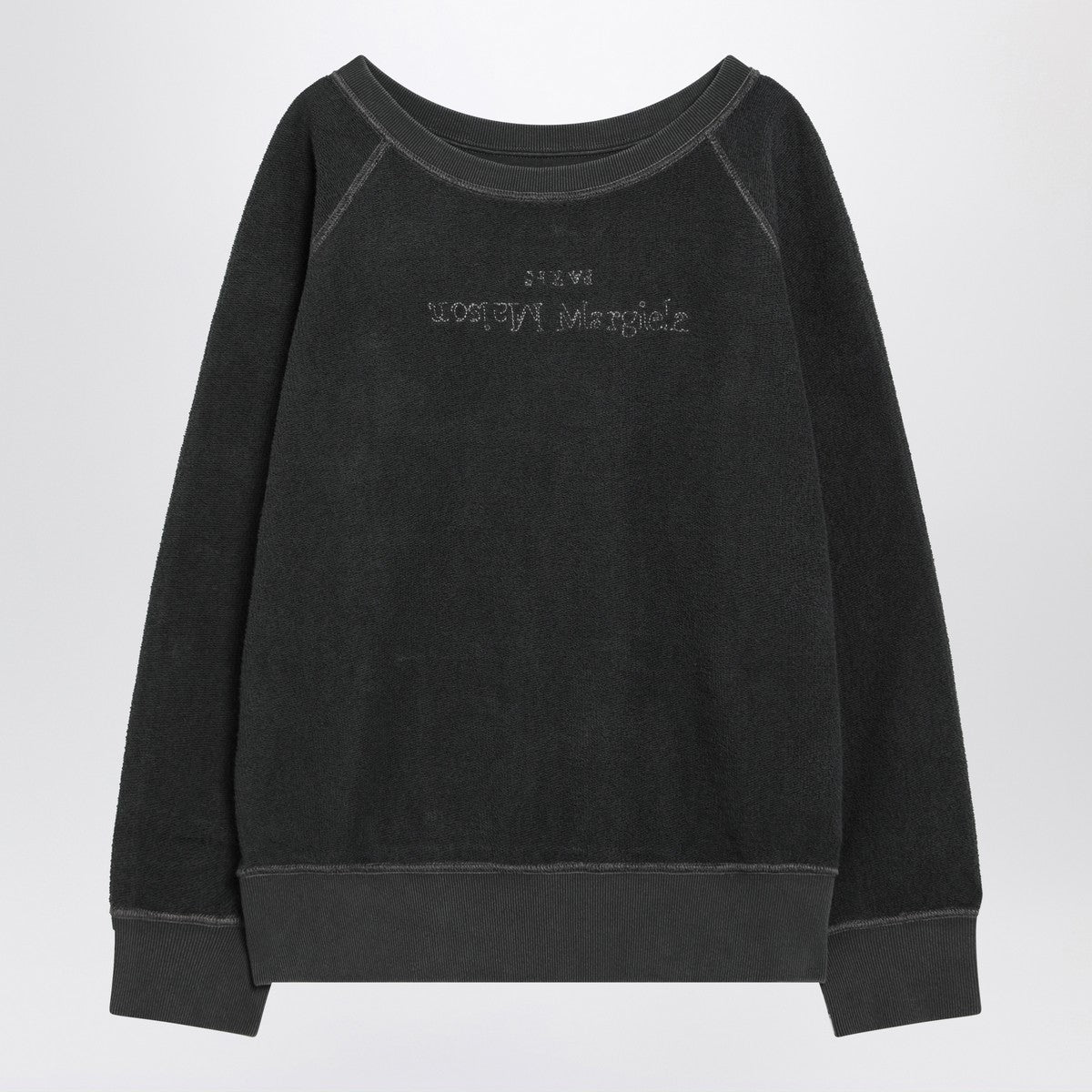 Maison Margiela Faded black sweatshirt in cotton with logo Maison Margiela